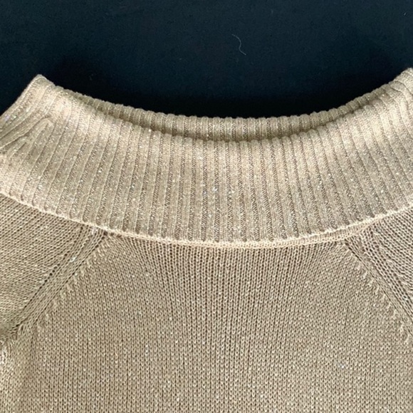 Michael Michael Kors gold sequin sweater.  Off the shoulder cowl - Picture 7 of 10